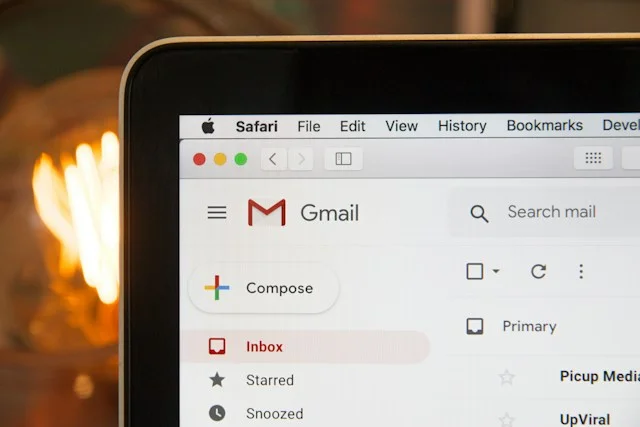 un compte gmail ouvert sur un pc