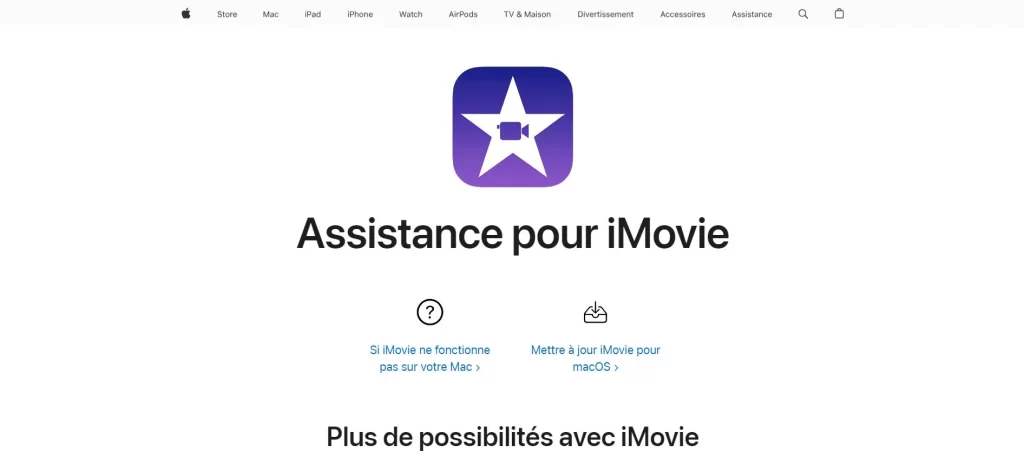 site de support d'imovie