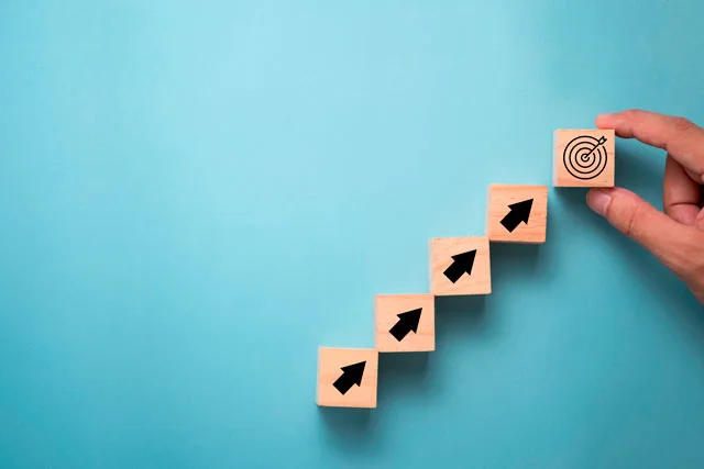 des marches avant d'arriver à son objectif