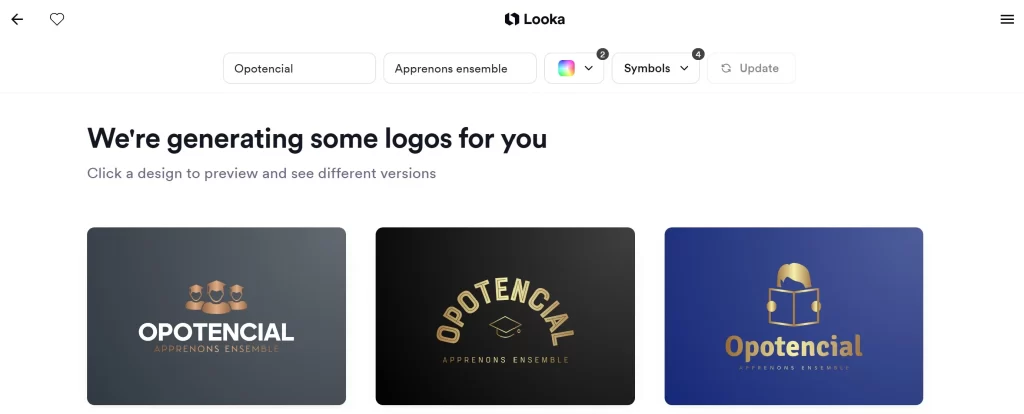 Test de l'utilisation du site looka.com