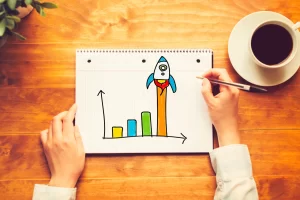 un dessin d'une fusée qui décolle