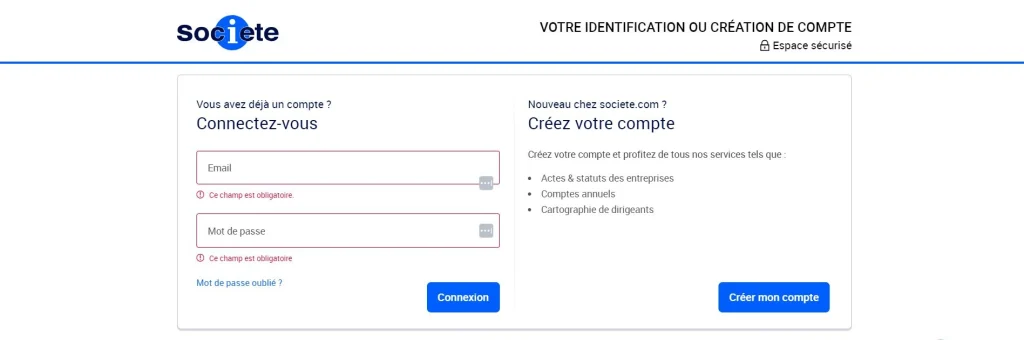 societe.com connexion