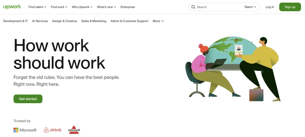 une capture du site upwork