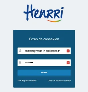 page de connexion à Henrri