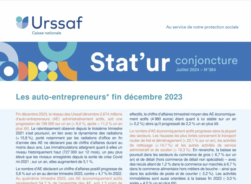 une capture de l'étude de l'urssaf de 2023