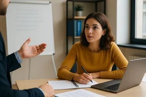 une femme en formation