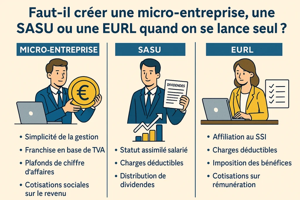 infographie sur le choix entre sasu, eurl et micro entreprise