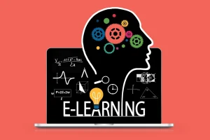 e learning noté sur fond rouge