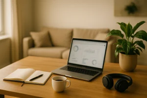 un bureau avec un pc dans un appartement