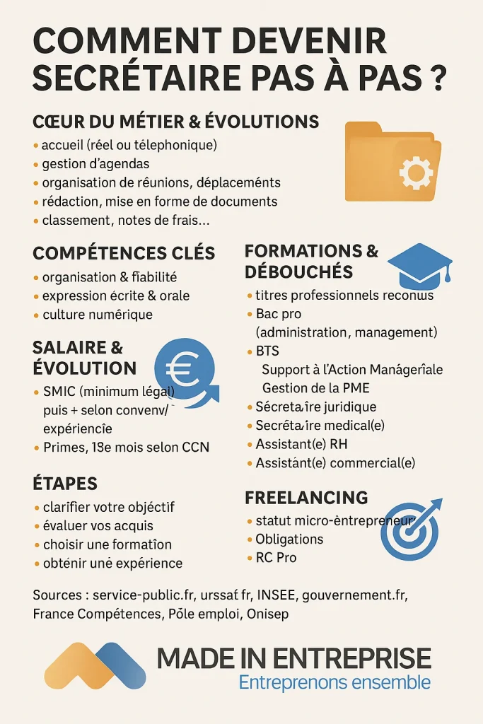 une infographie sur comment devenir secrétaire