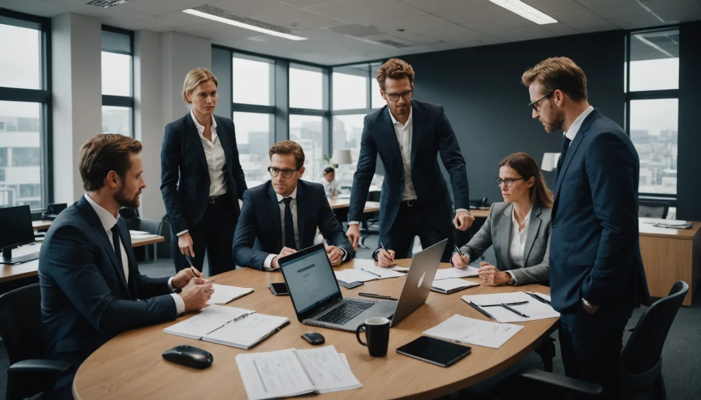 une réunion entre hommes et femmes d'affaires