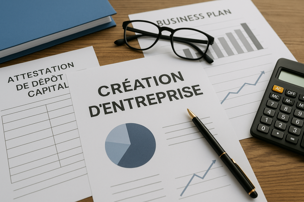 creation d'entreprise écrit sur des documents