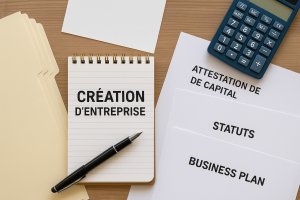 creation d'entreprise écrit sur des documents