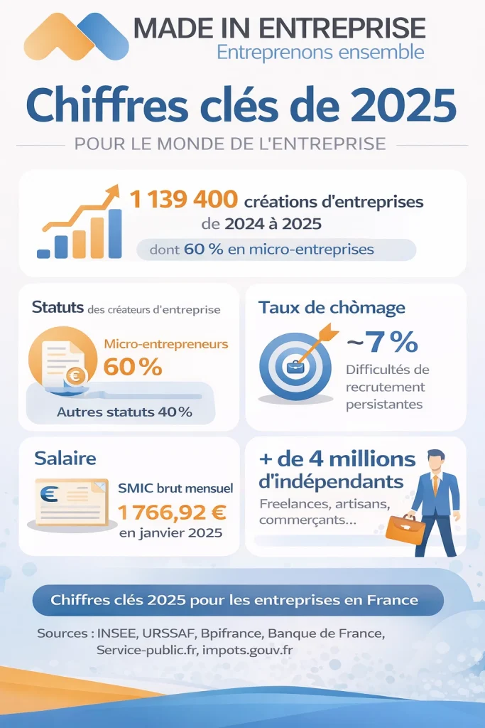 une infographie sur les chiffres clés de 2025 pour les entreprises