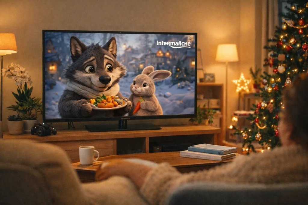 la pub d'intermarché dans un écran tv