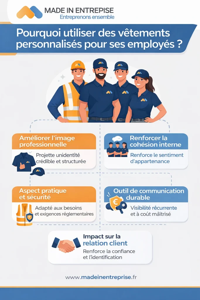 une infographie sur les vêtements personnalisés en entreprise