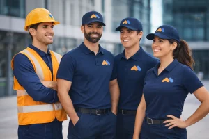 4 personnes avec des vêtements personnalisés