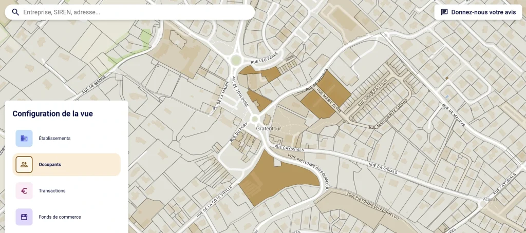 occupants de fonds de commerce sur carte