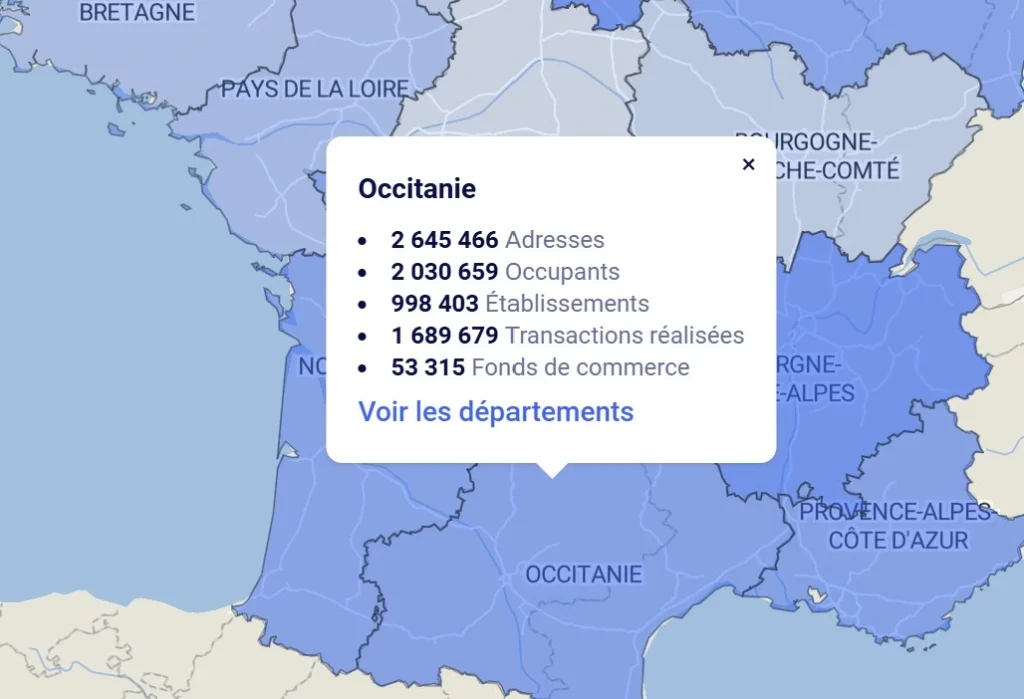données d'une région