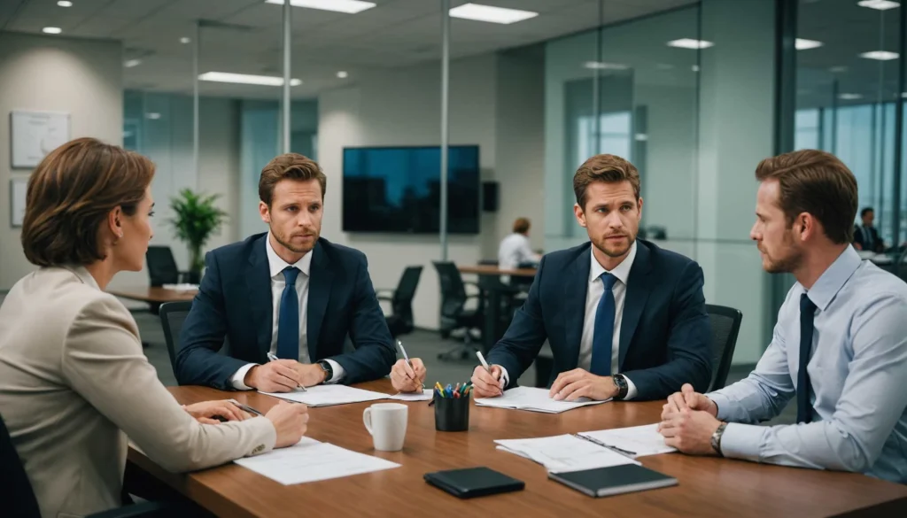 une réunion avec 4 personnes dont 2 se ressemblent