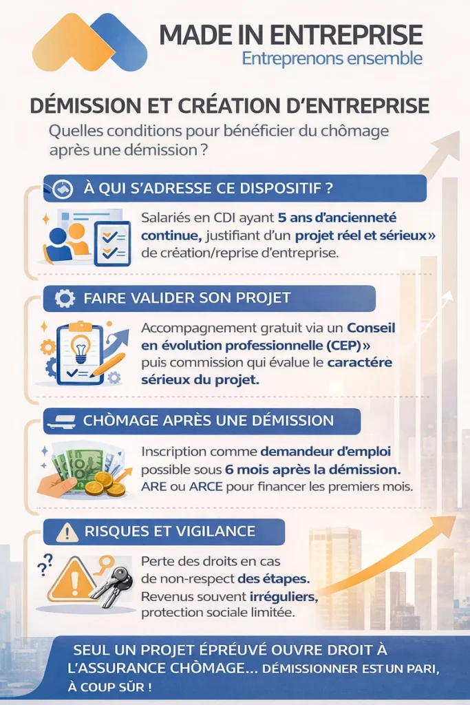 une infographie sur comment démissionner pour créer son entreprise