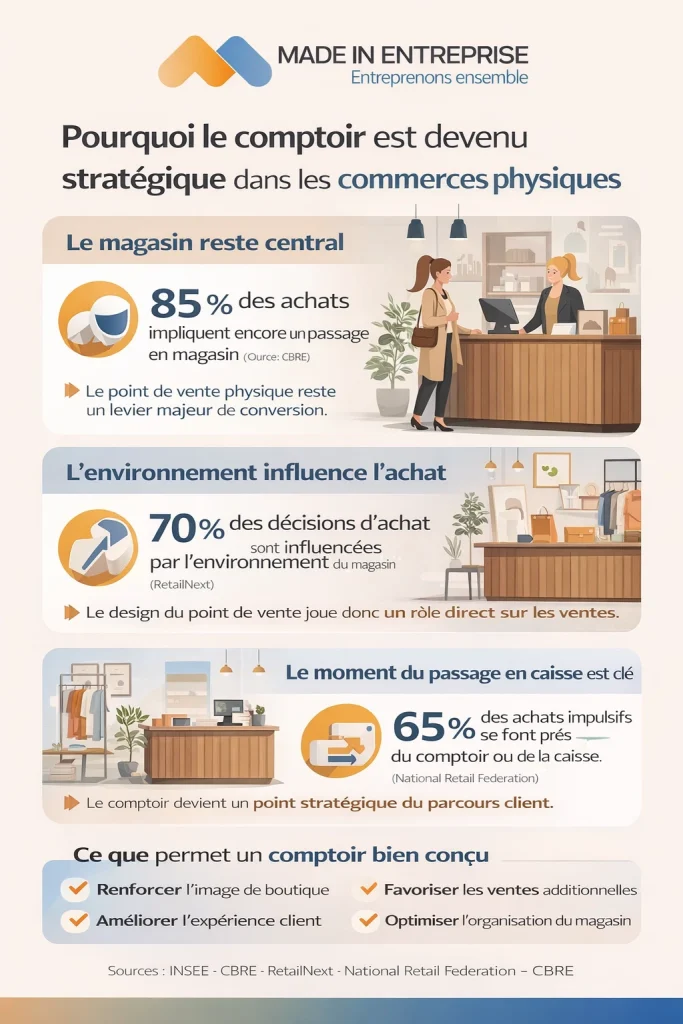une infographie sur les comptoir en magasin