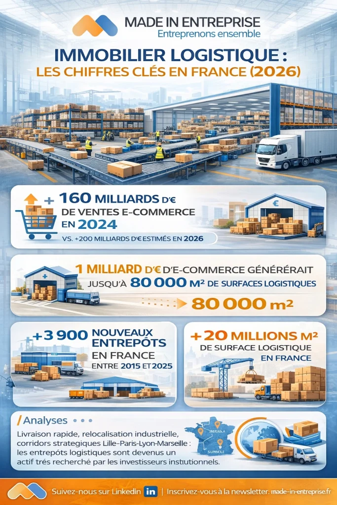 une infographie sur les entrepots logistiques e commerce
