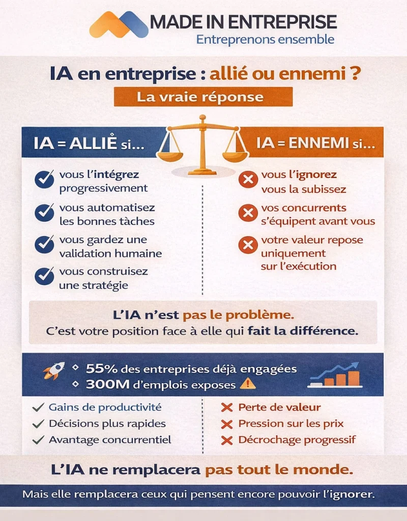 une infographie sur ia amie ou ennemie pour l'entreprise