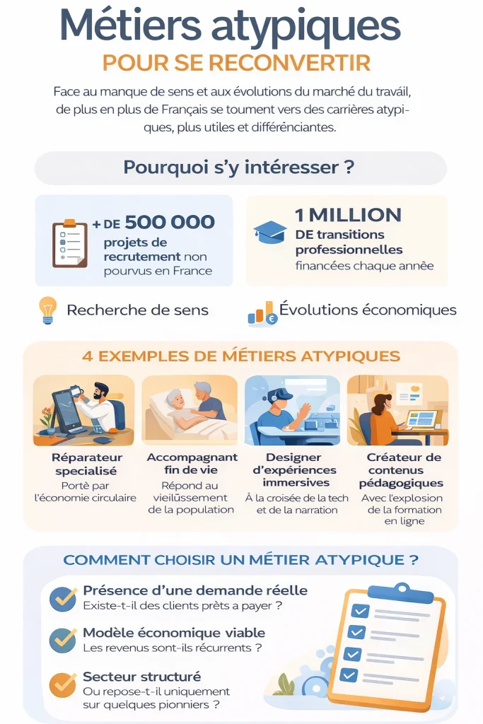un infographie sur les métiers atypiques