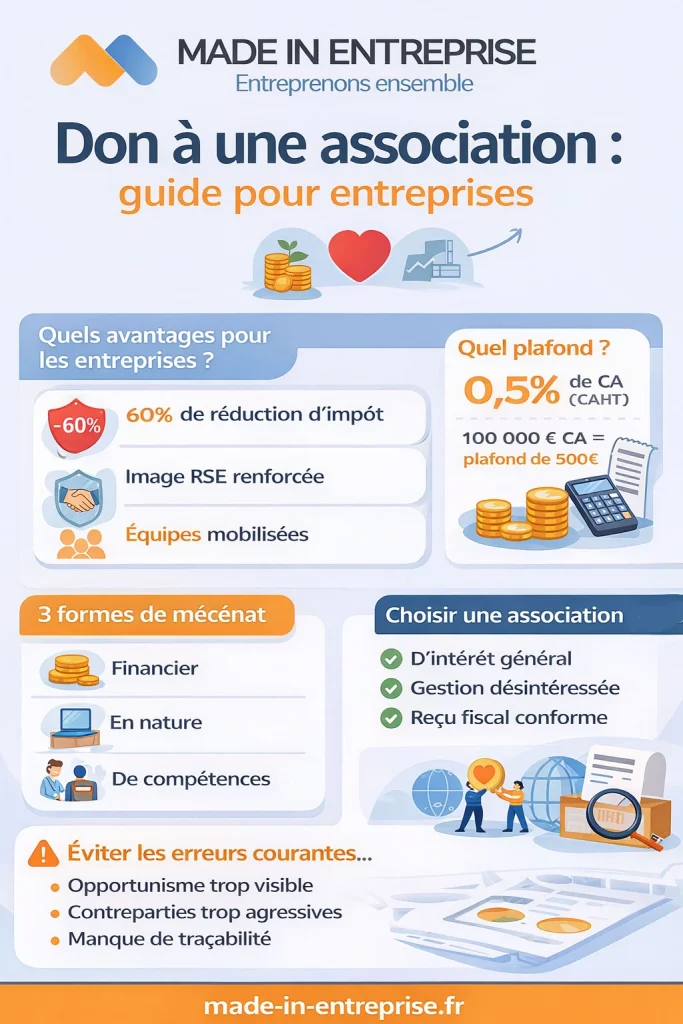 une infographie sur le don à un asso par une entreprise