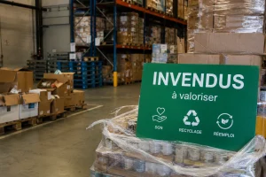 un panneau invendus vert dans un stock