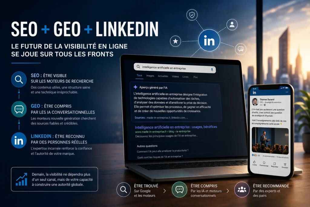 un infographie sur Linkedin et le GEO et le SEO