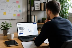 un freelance devant son pc
