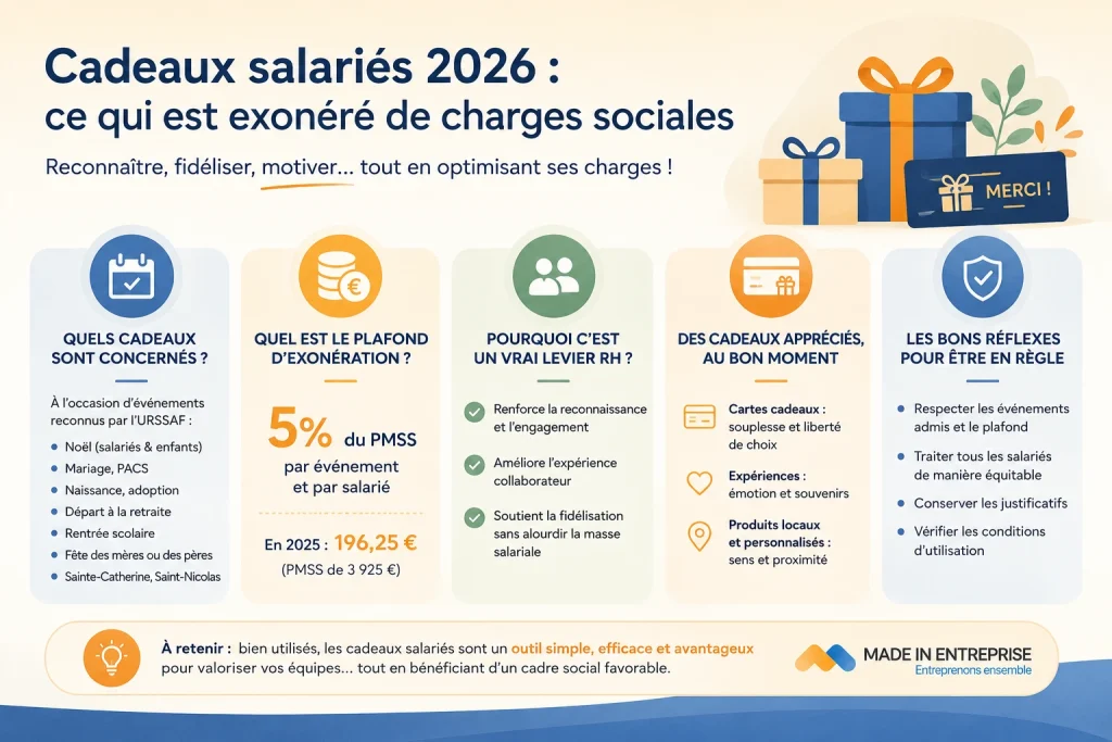 un infographie sur la fiscalité des cadeaux en entreprise