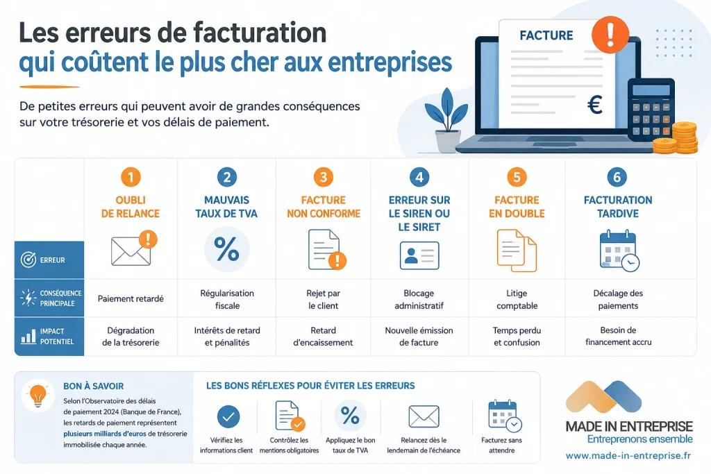 une infographie sur les erreurs de facturation des entreprises