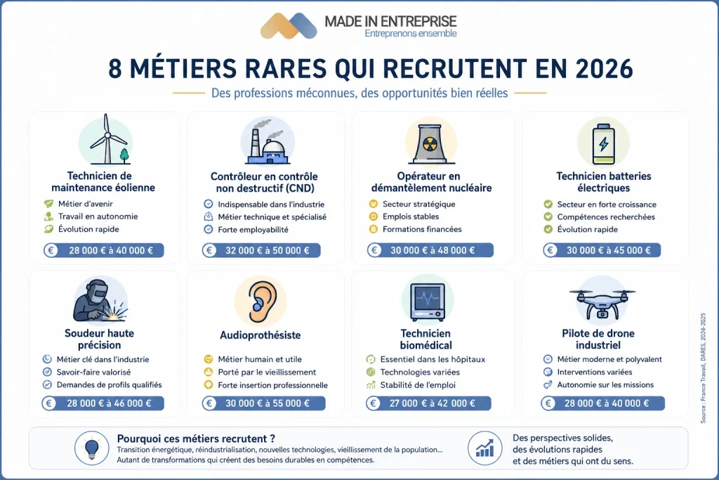 infographie sur les métiers rares