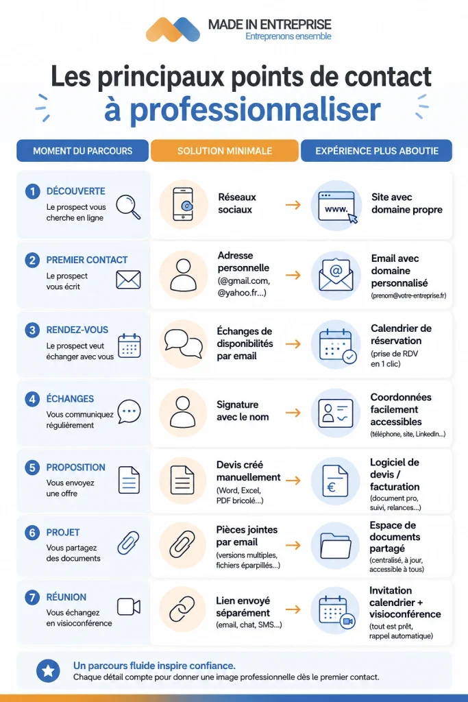 une infographie sur les point à améliorer pour donner une image plus professionnelle de son entreprise