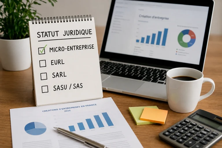 un pc et un cahier avec les différents statuts