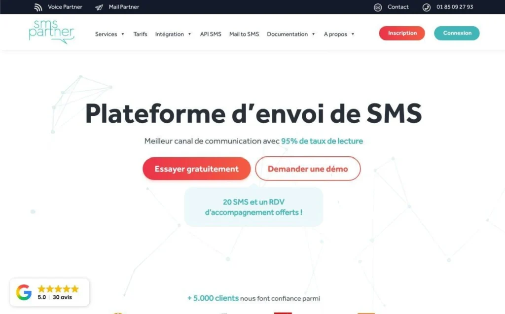 capture du site smspartener