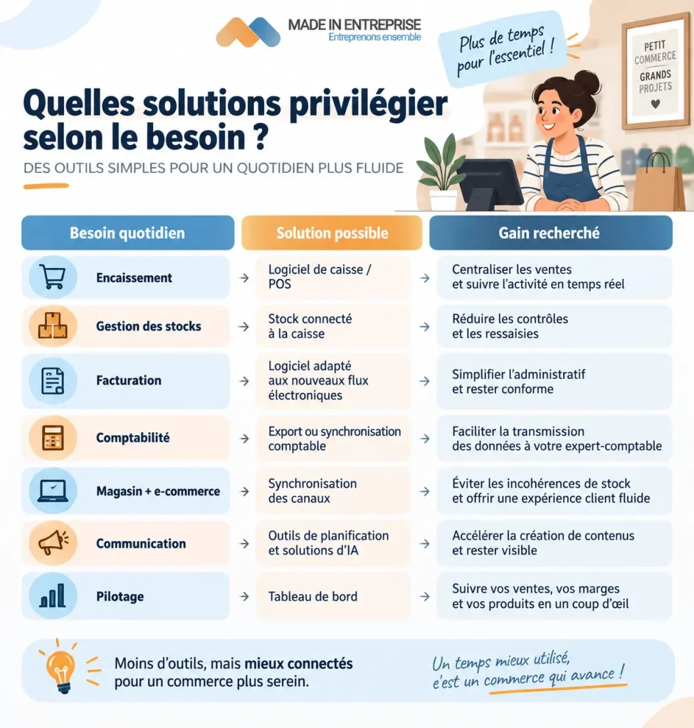 une infographie sur comment gagner du temps pour un petit commerçant